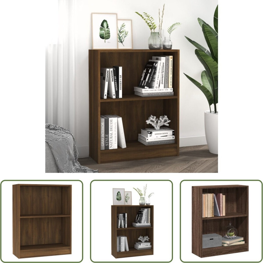 vidaXL Boekenrek - Boekenkast - Boekenkast 60x24x76 cm bewerkt hout bruin eikenkleur - Houten Boekenkast - Bruine Boekenkast - Kleine Boekenkast afbeelding 1