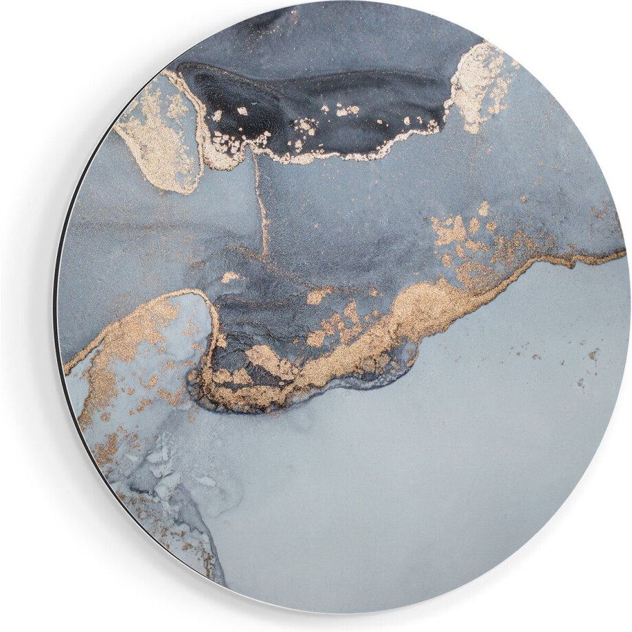 Artaza Dibond Muurcirkel Abstracte Kunst Grijs Marmer - Ø 60 cm - Wandcirkel - Rond Schilderij - Voor Binnen en Buiten afbeelding 1