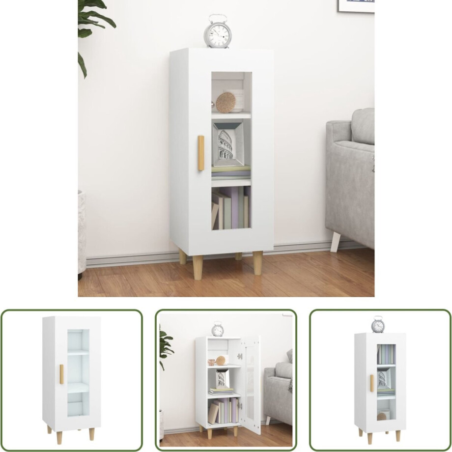 The Living Store Dressoir - Meubel - 34.5 x 34 x 90 cm - Bewerkt hout - Wit The Living Store Dressoir - Meubel - 34.5 x 34 x 90 cm - Bewerkt hout - Wit afbeelding 1