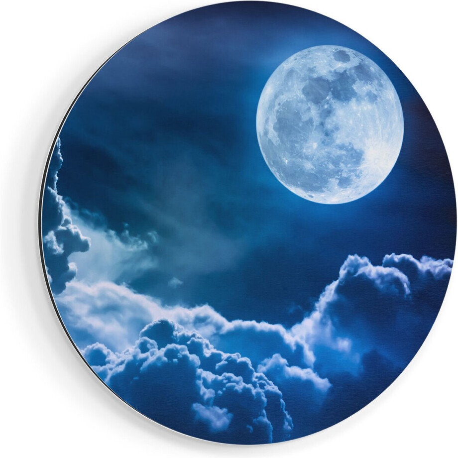 Artaza Dibond Muurcirkel Volle Maan bij Wolken - Ø 60 cm - Wandcirkel - Rond Schilderij - Voor Binnen en Buiten Artaza Dibond Muurcirkel Volle Maan bij Wolken - Ø 60 cm - Wandcirkel - Rond Schilderij - Voor Binnen en Buiten afbeelding 1