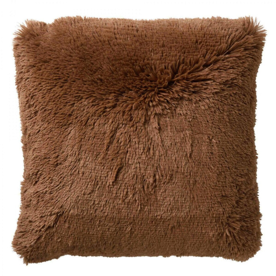 Dutch Decor FLUFFY - sierkussen 60x60 cm - superzacht - XL kussen - Tobacco Brown - bruin - Inclusief binnenkussen - Luxe kussens voor woonkamer & bank afbeelding 1
