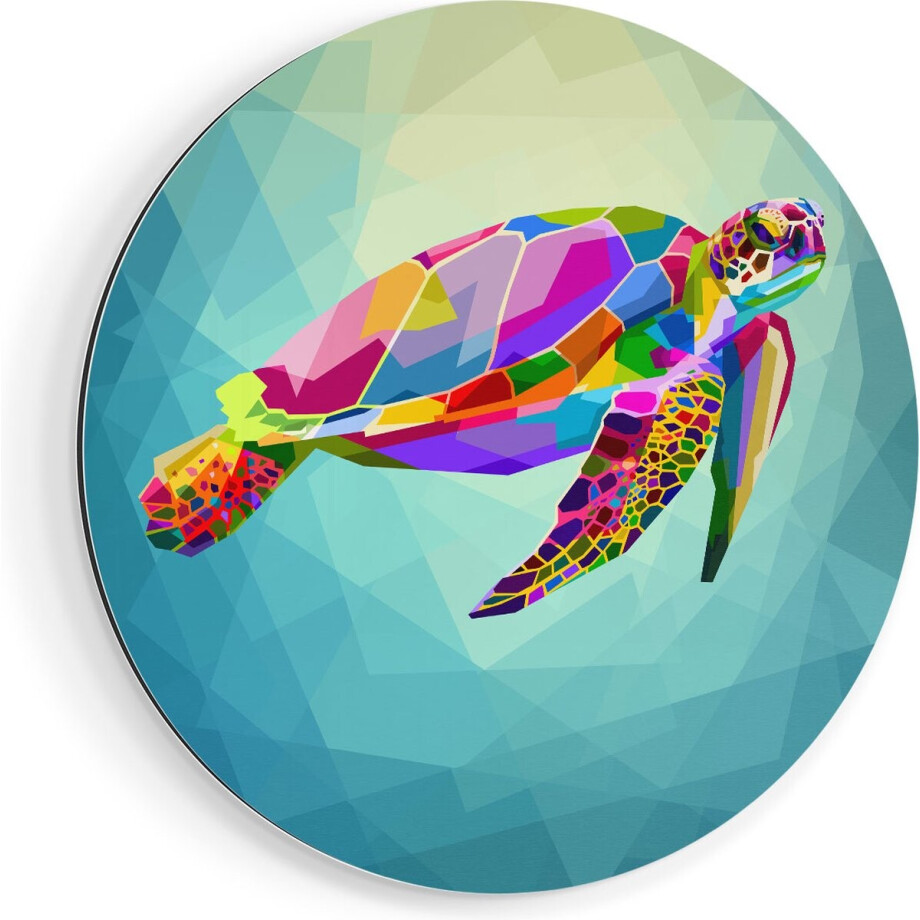 Artaza Dibond Muurcirkel Kleurrijke Schildpad in het Water - Ø 50 cm - Klein - Wandcirkel - Rond Schilderij - Voor Binnen en Buiten Artaza Dibond Muurcirkel Kleurrijke Schildpad in het Water - Ø 50 cm - Klein - Wandcirkel - Rond Schilderij - Voor Binnen en Buiten afbeelding 1