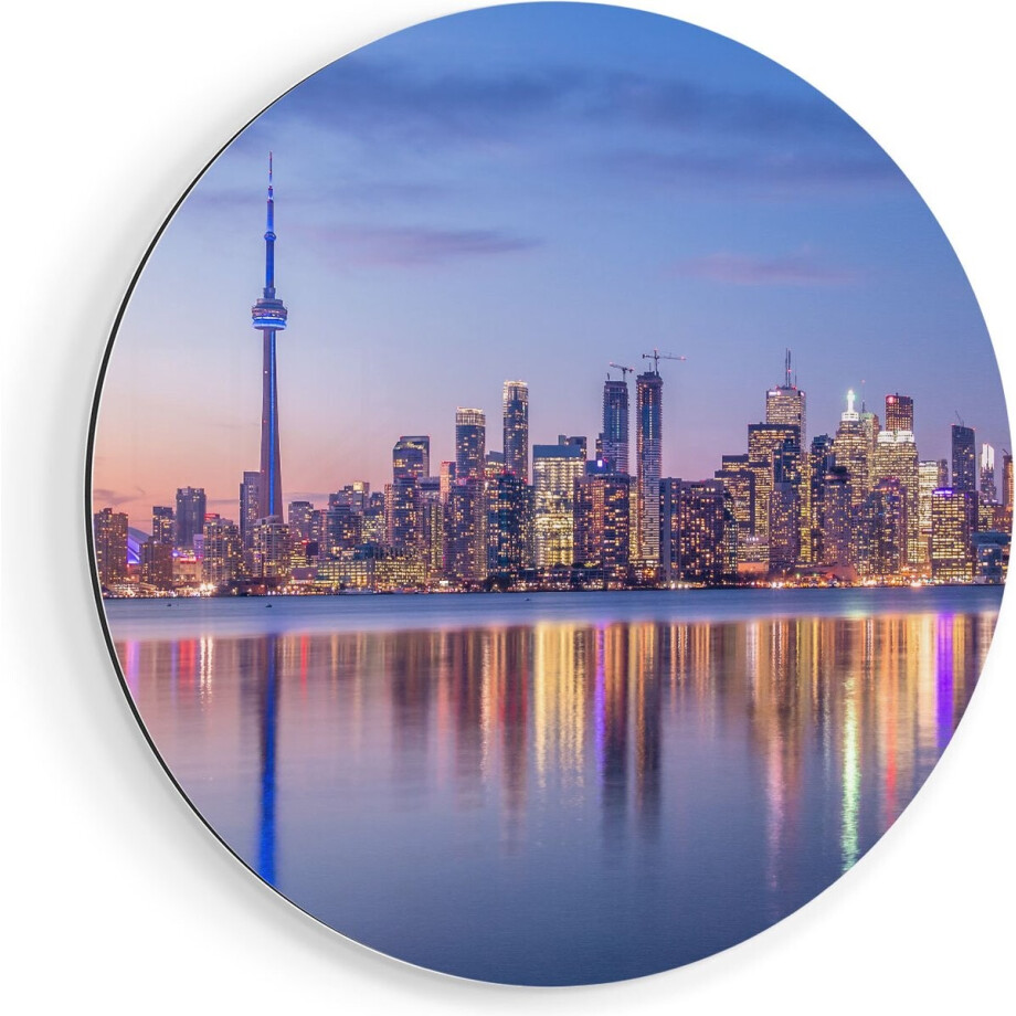 Artaza Dibond Muurcirkel Toronto Skyline in Canada - Ø 80 cm - Groot - Wandcirkel - Rond Schilderij - Voor Binnen en Buiten afbeelding 1