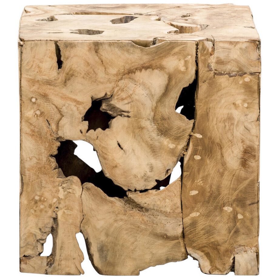 Leen Bakker - Decoratief Blok Naturel Teak Luuk - 37x37x37 Cm - Teakhout - Bruin Leen Bakker - Decoratief Blok Naturel Teak Luuk - 37x37x37 Cm - Teakhout - Bruin afbeelding 1