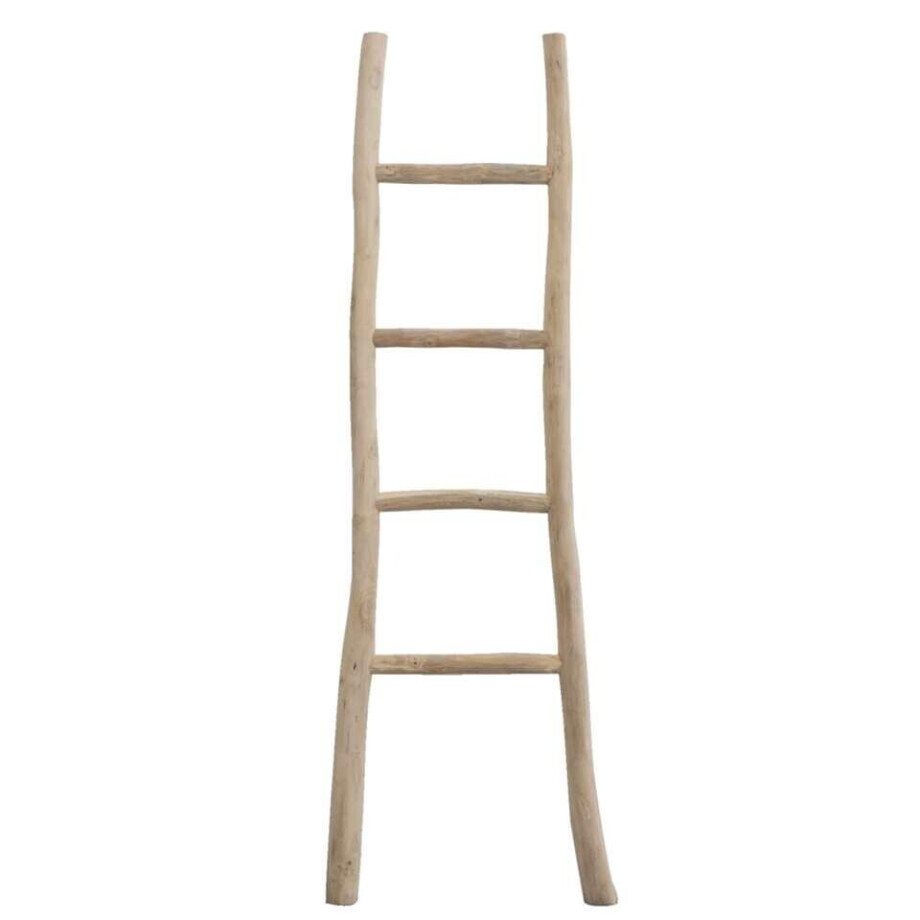Leen Bakker - Decoratieve Ladder Roel - Teakkleur - 160x55x5 Cm - Teakhout - Bruin afbeelding 1