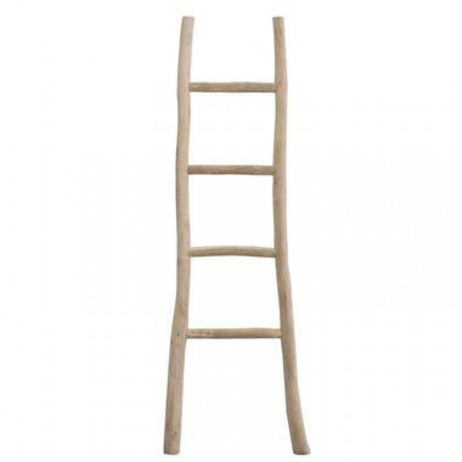 Decoratieve ladder Roel - teakkleur - 160x55x5 cm - Leen Bakker afbeelding 1