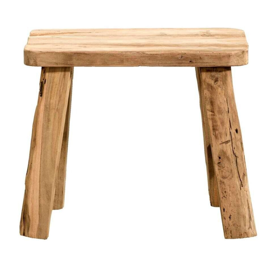 Leen Bakker - Kruk Quincy - Teak - 36x40x30 Cm - Teakhout - Bruin afbeelding 1