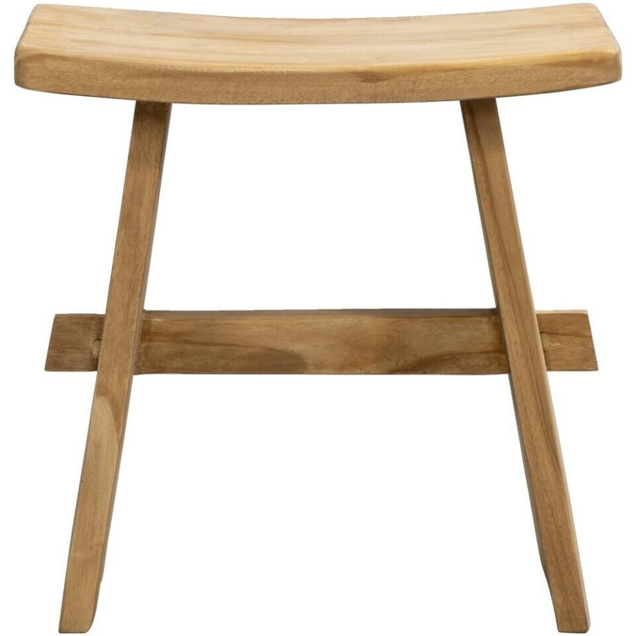 Leen Bakker - Kruk Yani - Naturel - 48x29x50 Cm - Teakhout - Beige afbeelding 1