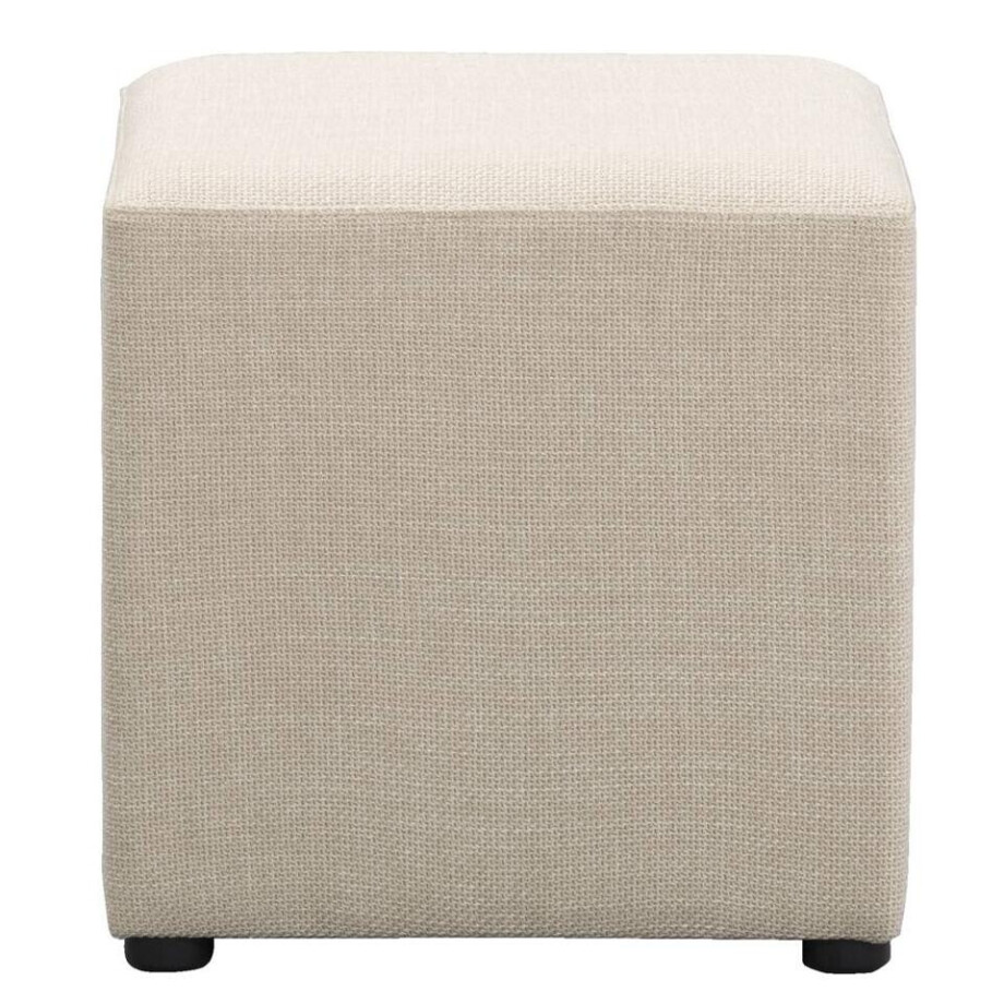Leen Bakker - Hocker Nando - 45x45x45 Cm - Stof - Beige Leen Bakker - Hocker Nando - 45x45x45 Cm - Stof - Beige afbeelding 1
