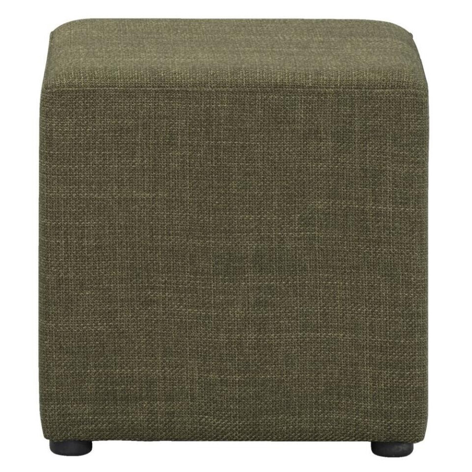Leen Bakker - Hocker Nando - 45x45x45 Cm - Stof - Groen afbeelding 1