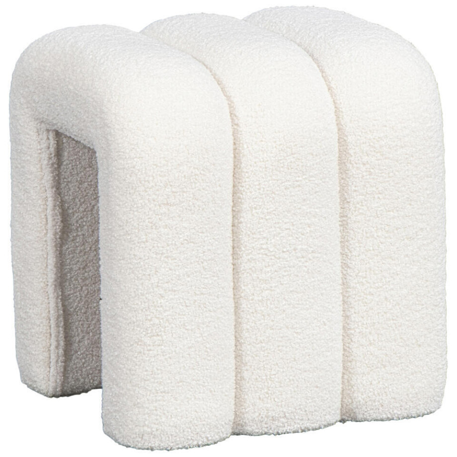 Leen Bakker - Poef Alfaro - 45x38x41 Cm - Teddy - Wit afbeelding 1