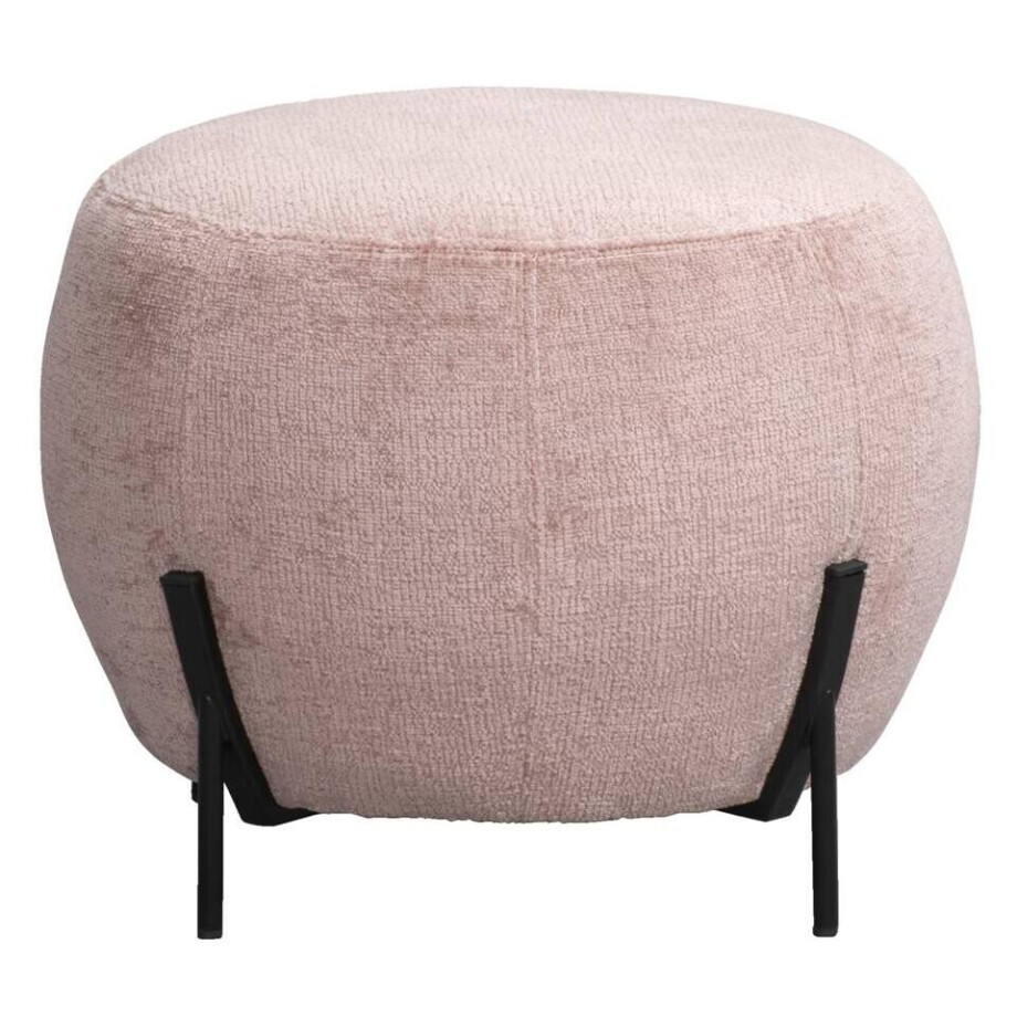 Leen Bakker - Poef Rosaly - Ø45x35 Cm - Stof - Roze afbeelding 1
