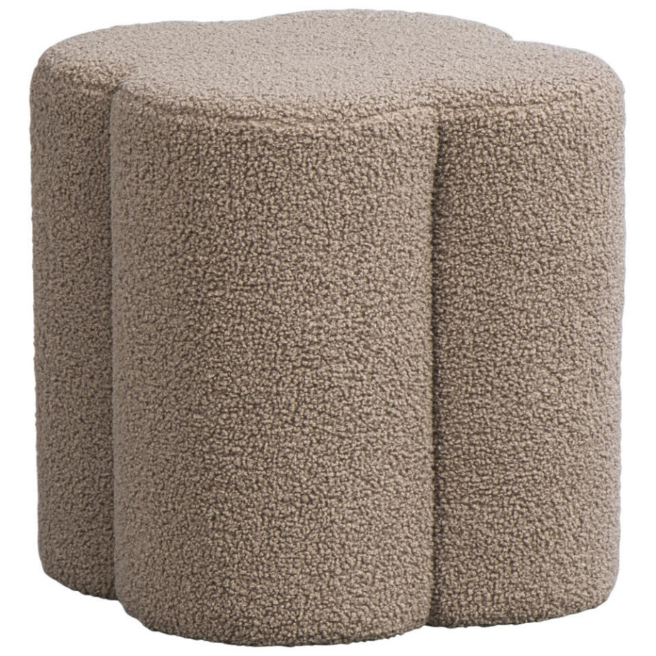 Leen Bakker - Poef Valencia - 38xØ35 Cm - Stof - Taupe Leen Bakker - Poef Valencia - 38xØ35 Cm - Stof - Taupe afbeelding 1