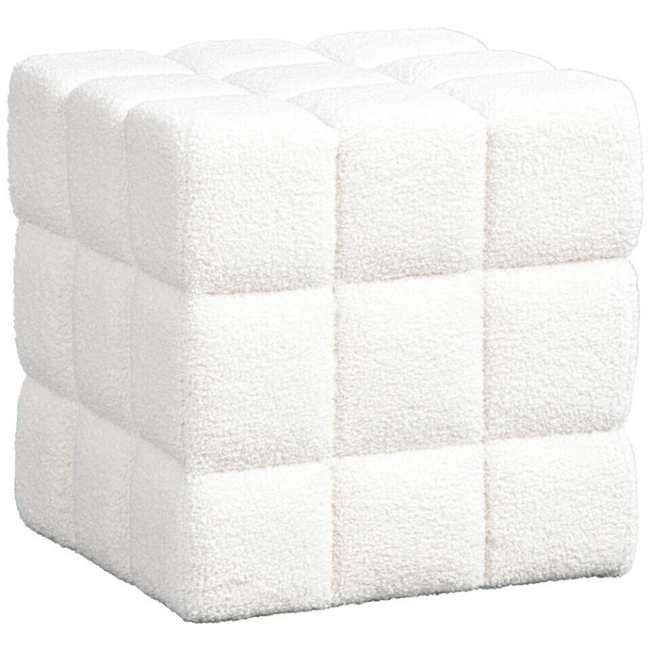 Leen Bakker - Poef Marbella - 43xØ43 Cm - Stof - Wit Leen Bakker - Poef Marbella - 43xØ43 Cm - Stof - Wit afbeelding 1