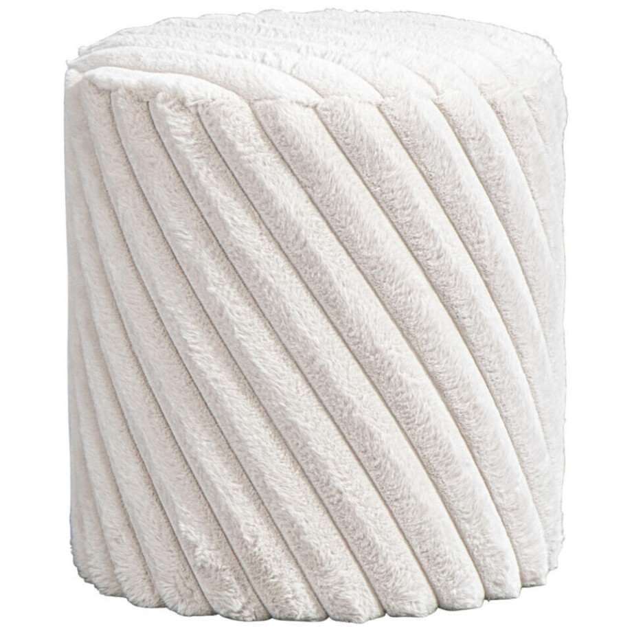 Leen Bakker - Poef Burgos - 40xØ36 Cm - Stof - Beige afbeelding 1