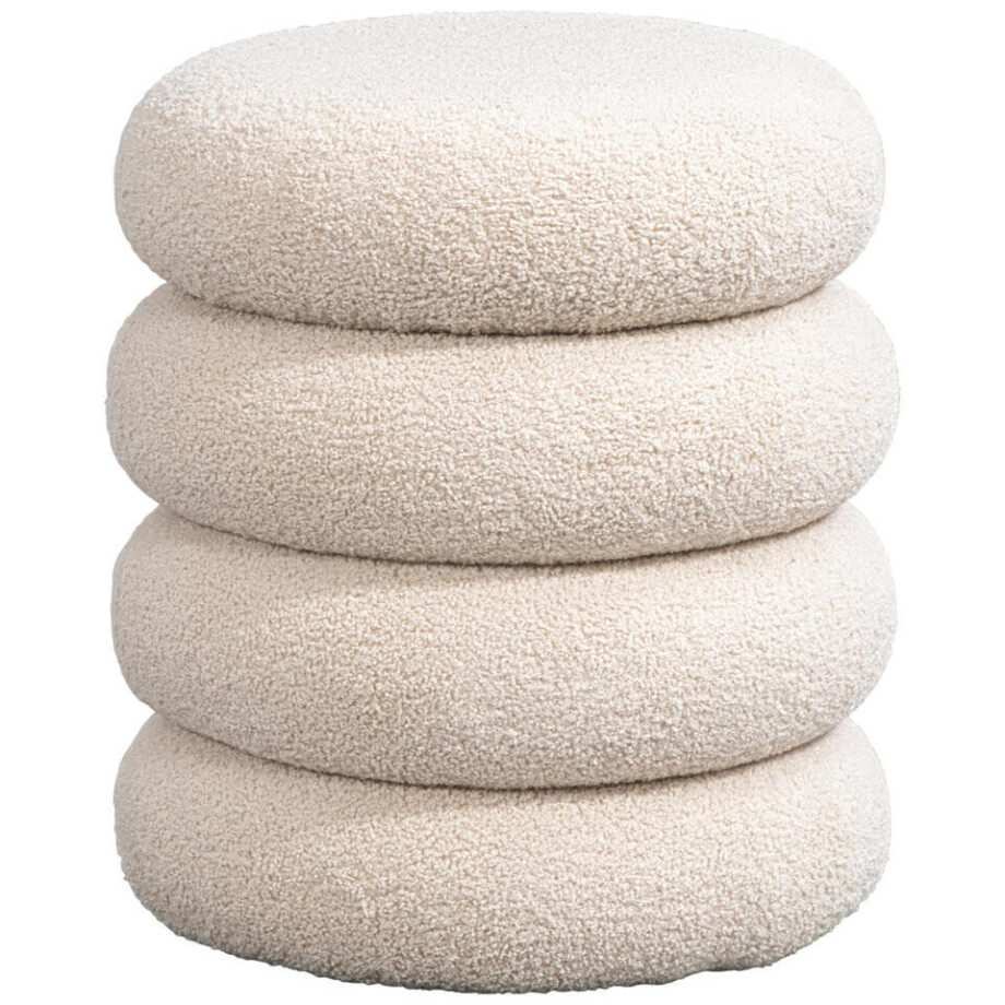 Leen Bakker - Poef Daroca - 50xØ45 Cm - Stof - Beige Leen Bakker - Poef Daroca - 50xØ45 Cm - Stof - Beige afbeelding 1