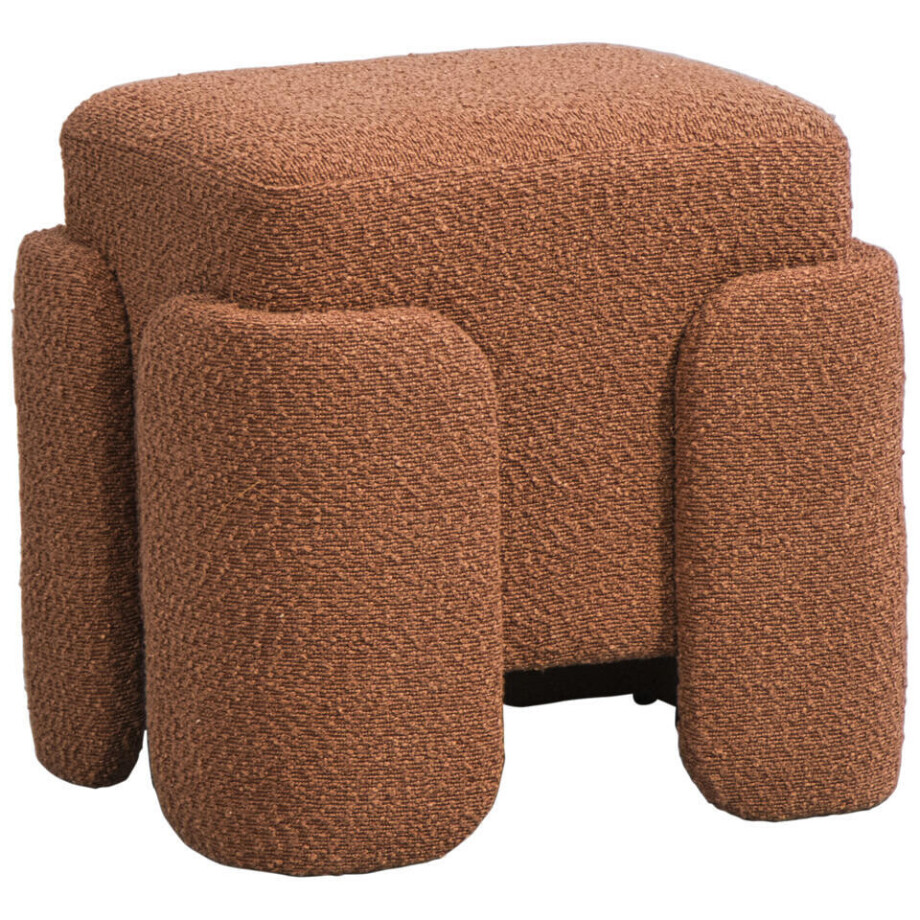 Leen Bakker - Poef Lorca - 40xØ37 Cm - Stof - Bruin Leen Bakker - Poef Lorca - 40xØ37 Cm - Stof - Bruin afbeelding 1