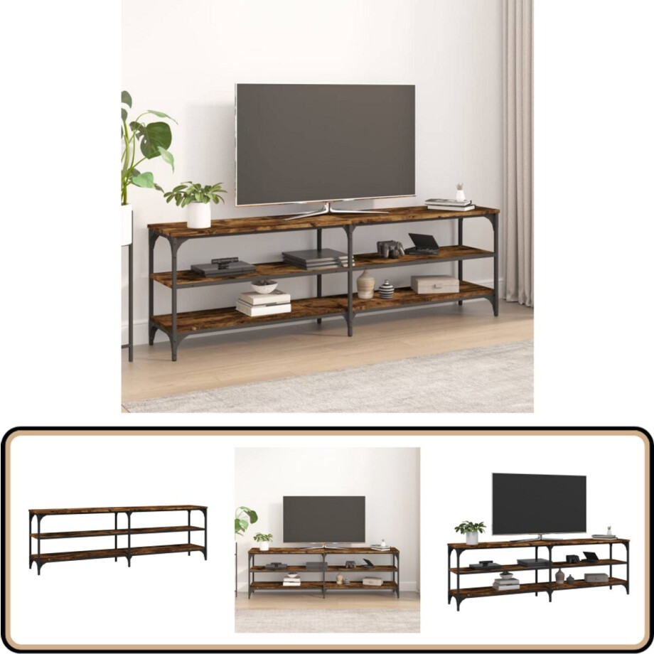 vidaXL Tv-meubel - 160x30x50 cm - Gerookt Eiken Tv Meubel - Industriële Tv Kast - Houten Tv Stand - Vintage Tv Tafel - Televisiecabinet vidaXL Tv-meubel - 160x30x50 cm - Gerookt Eiken Tv Meubel - Industriële Tv Kast - Houten Tv Stand - Vintage Tv Tafel - Televisiecabinet afbeelding 1