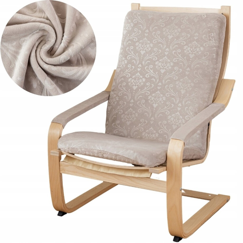 Luxe Velours Fauteuilhoes Finka met Ornament - Beige afbeelding 1