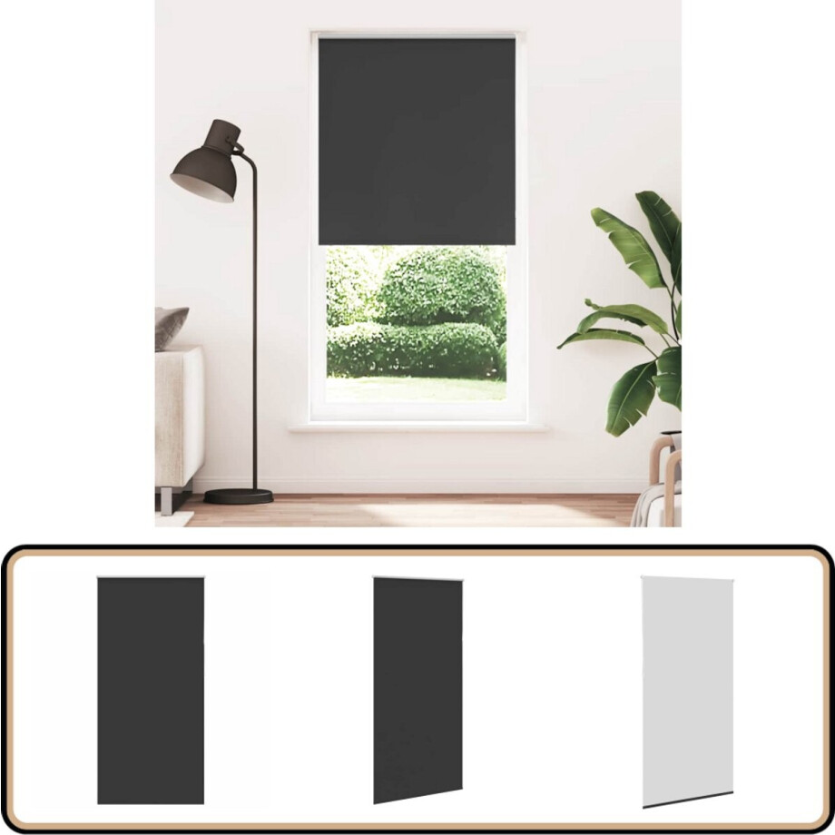 vidaXL Rolgordijn Verduisterend - 105x230 cm - Zwart Rolgordijnen - Blackout Gordijnen - Kamer Decoratie - Privacy Gordijnen - Lichtwerende Gordijnen afbeelding 1