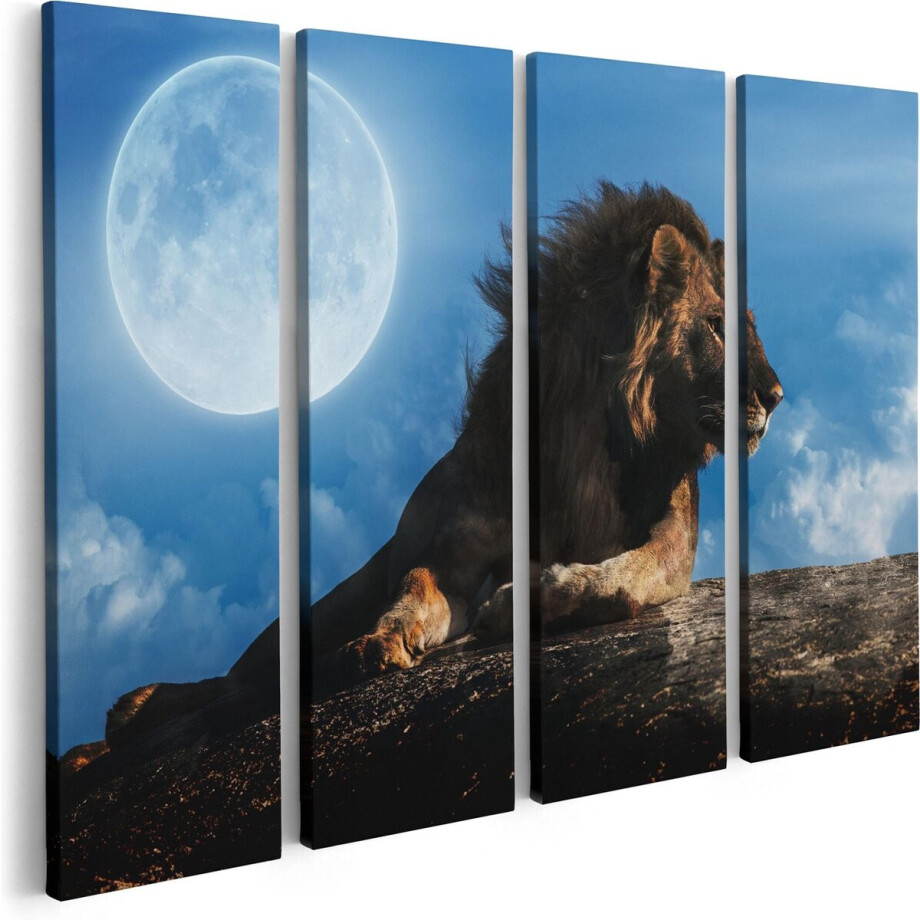 Artaza Canvas Schilderij Vierluik Leeuw Tijdens Volle Maan - 80x60 - Foto Op Canvas - Canvas Print Artaza Canvas Schilderij Vierluik Leeuw Tijdens Volle Maan - 80x60 - Foto Op Canvas - Canvas Print afbeelding 1