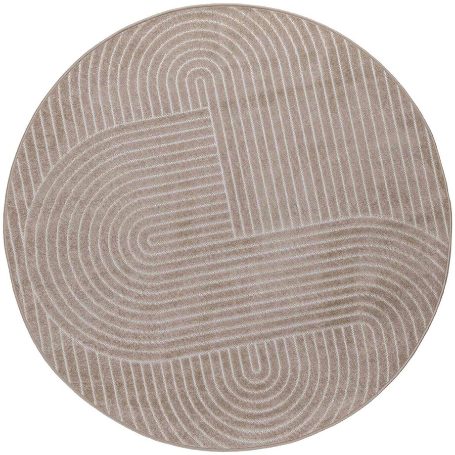 vidaXL - Binnen- - en - buitenkleed - PALMERAS - Beige - Ø - 120 - CM - Polyester vidaXL - Binnen- - en - buitenkleed - PALMERAS - Beige - Ø - 120 - CM - Polyester afbeelding 1