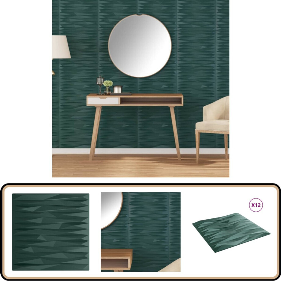 vidaXL Wandpanelen Steen 3m² - Groen - 50x50cm Wanddecoratie - Wandpanelen - Steenlook - Groene Wanden - Binnenversiering vidaXL Wandpanelen Steen 3m² - Groen - 50x50cm Wanddecoratie - Wandpanelen - Steenlook - Groene Wanden - Binnenversiering afbeelding 1