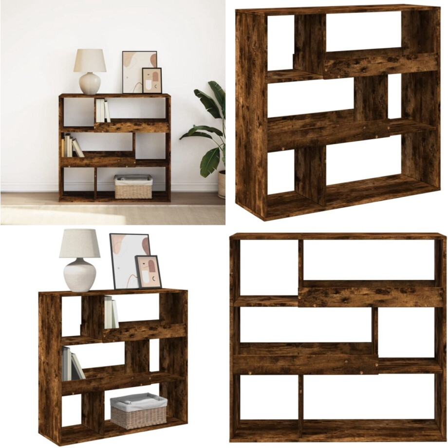 vidaXL Boekenkast / kamerscherm 100x33x94,5 cm gerookt eikenkleurig - Boekenkast - Boekenkasten - Boeken Plank - Schappenkast afbeelding 1