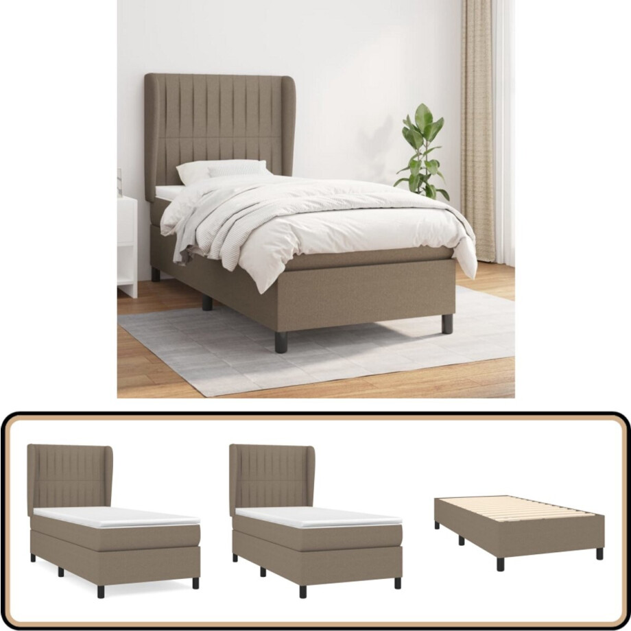 vidaXL Boxspring - Taupe - 100x200 cm Boxspringbed - Boxspring - Tweepersoonsbed - Slaapcomfort - Taupecleur vidaXL Boxspring - Taupe - 100x200 cm Boxspringbed - Boxspring - Tweepersoonsbed - Slaapcomfort - Taupecleur afbeelding 1