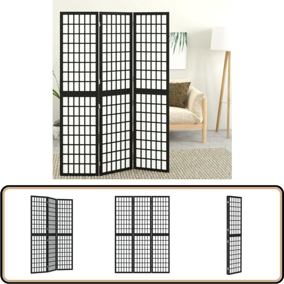vidaXL Kamerscherm 3 panelen - Japans - 120x170 cm Kamerscherm - Japans Kamer Scherm - Privacy Screen - Scheidingswand - Houten Schermen afbeelding 1