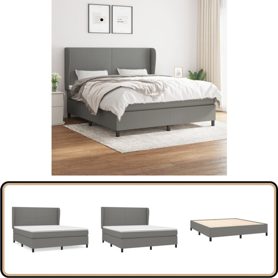 vidaXL Boxspring - Donkergrijs - 180x200 cm - Inclusief Matras Boxspringbed - Boxspring - Donkere Kleuren - Slaapcomfort - Pocketing Matras vidaXL Boxspring - Donkergrijs - 180x200 cm - Inclusief Matras Boxspringbed - Boxspring - Donkere Kleuren - Slaapcomfort - Pocketing Matras afbeelding 1