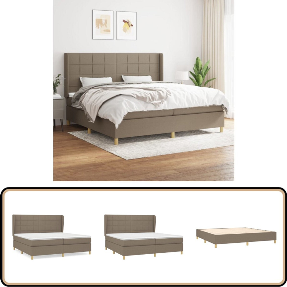 vidaXL Boxspring - 200x200 cm - Taupe - Inclusief Matras Boxspringbed - Boxspring - Tweepersoonsbed - Bed Frame - Taupecouleur afbeelding 1