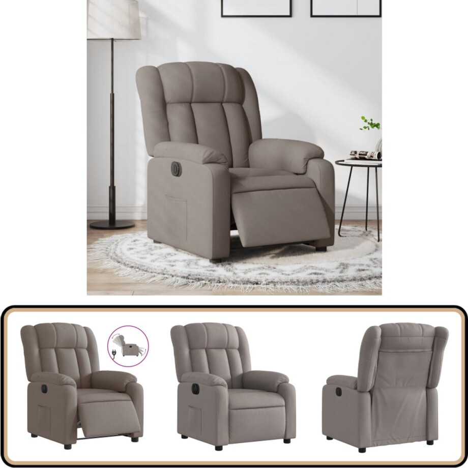 vidaXL Fauteuil - Verstelbaar Elektrisch - Taupe Elektrische Fauteuil - Loungestoel - Fauteuils - Ergonomische Stoel - Verstelbare Stoel afbeelding 1