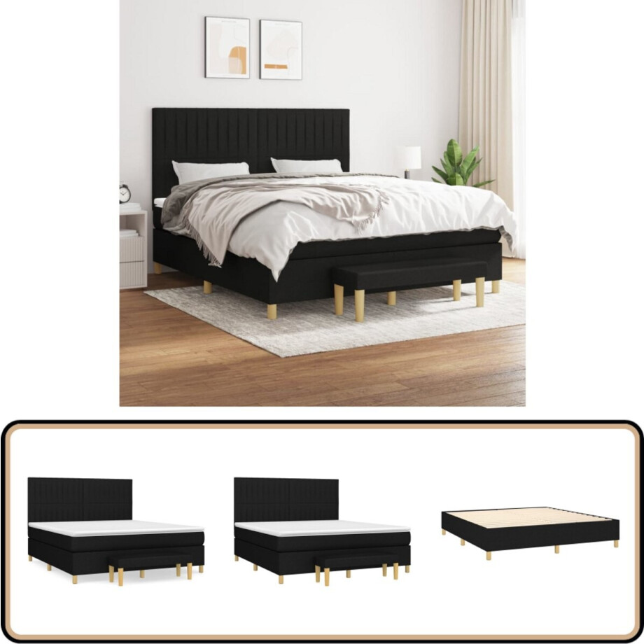 vidaXL Boxspring met matras - Zwart - 160x200 cm Boxspringbed - Boxspring - Slaapkamerinrichting - Tweepersoonsbed - Zwaart Bed vidaXL Boxspring met matras - Zwart - 160x200 cm Boxspringbed - Boxspring - Slaapkamerinrichting - Tweepersoonsbed - Zwaart Bed afbeelding 1