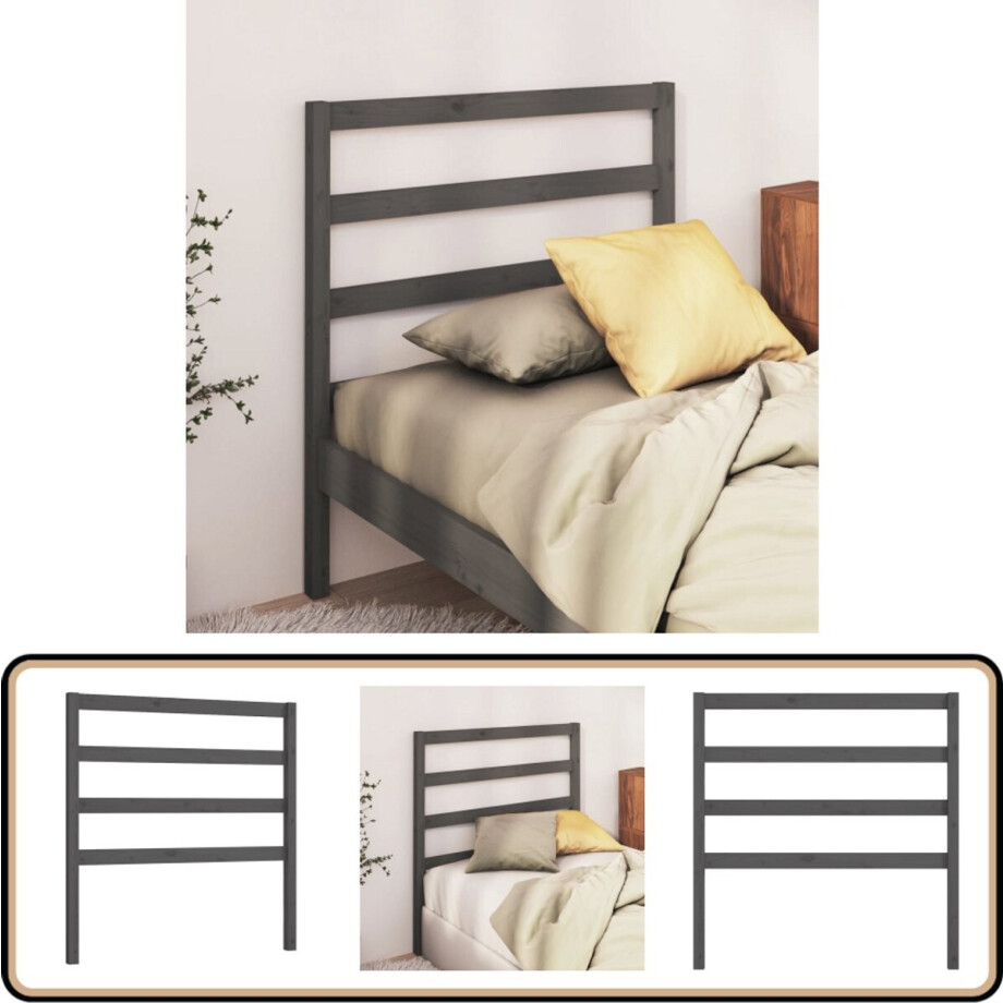 vidaXL Hoofdbord - 96x100 cm - Massief Grenenhout - Grijs Houten Hoofdbord - Hoofd Bord - Hoofdeinde - Grieze Hoofdbord - Klassieke Hoofdbord vidaXL Hoofdbord - 96x100 cm - Massief Grenenhout - Grijs Houten Hoofdbord - Hoofd Bord - Hoofdeinde - Grieze Hoofdbord - Klassieke Hoofdbord afbeelding 1