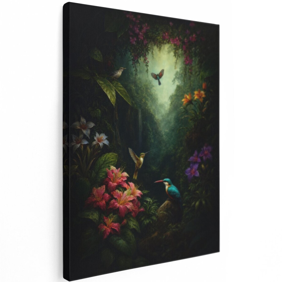 Artaza Canvas Schilderij Tropisch Jungle Met Vogels En Bloemen - 30x40 cm - Klein - Wanddecoratie Woonkamer - Schilderijen - Muurdecoratie Artaza Canvas Schilderij Tropisch Jungle Met Vogels En Bloemen - 30x40 cm - Klein - Wanddecoratie Woonkamer - Schilderijen - Muurdecoratie afbeelding 1