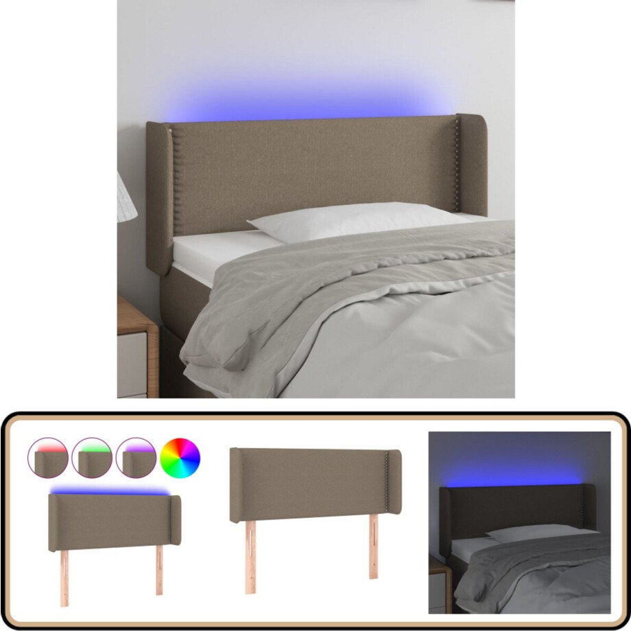 vidaXL Hoofdbord LED 93x16x78/88 cm Taupe Hoofdboard Led - Hoofdbord Met Verlichting - Hoofdbord Taupe - Leeshoek Verhogen - Comfortabel Hoofdbord vidaXL Hoofdbord LED 93x16x78/88 cm Taupe Hoofdboard Led - Hoofdbord Met Verlichting - Hoofdbord Taupe - Leeshoek Verhogen - Comfortabel Hoofdbord afbeelding 1