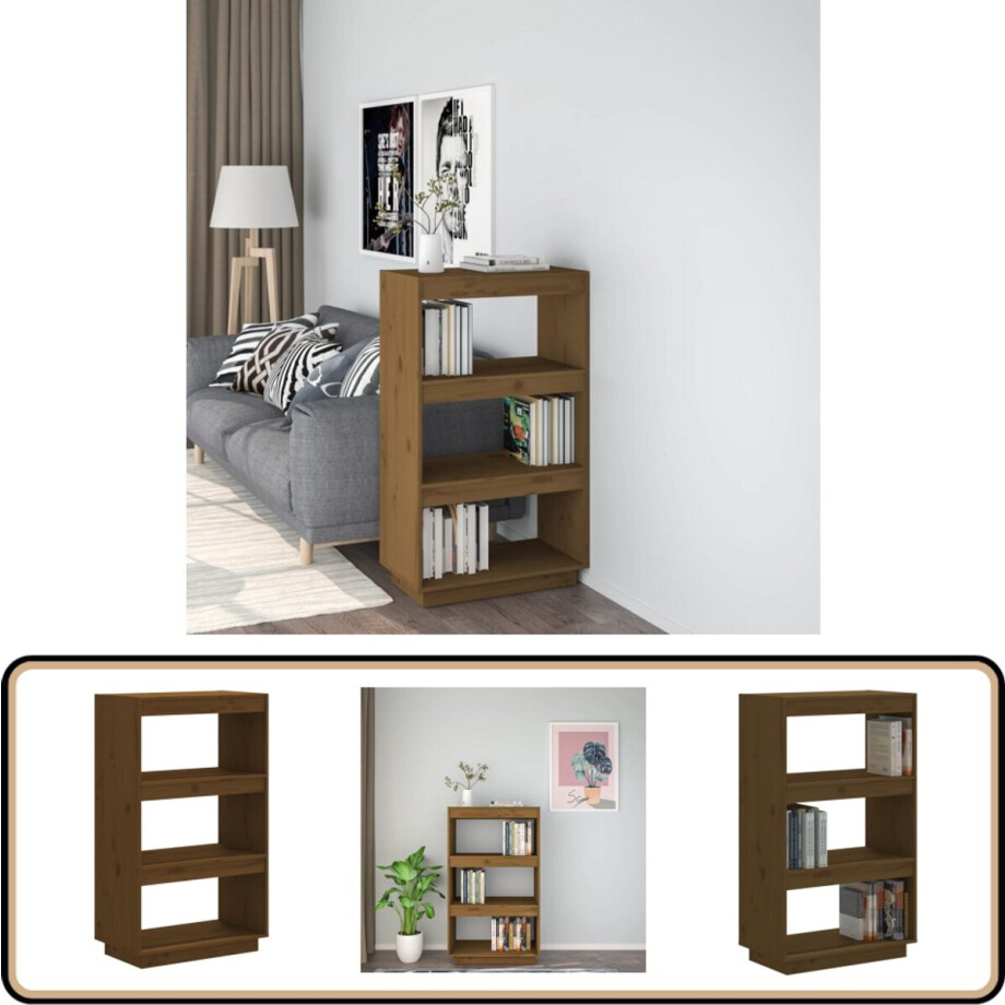 vidaXL Boekenkast - Kamerscherm - Honingbruin - Grenenhout Boekenkast - Boekenplank - Grenoble Hout - Honig Bruin - Kamerdivider vidaXL Boekenkast - Kamerscherm - Honingbruin - Grenenhout Boekenkast - Boekenplank - Grenoble Hout - Honig Bruin - Kamerdivider afbeelding 1