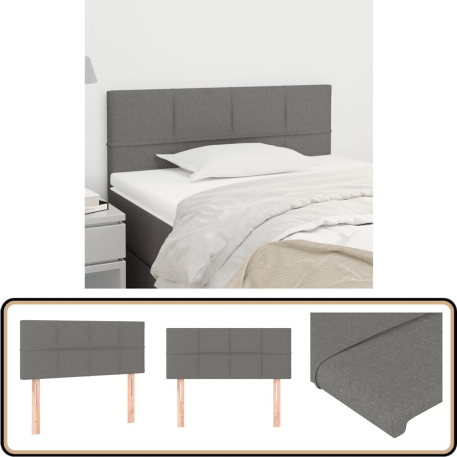 vidaXL Hoofdbord - Donkergrijs - 100x5x78/88 cm Hoofd Bord - Hoofdkussen - Bed Accessoires - Slaap Kamer Meubels - Grijs afbeelding 1