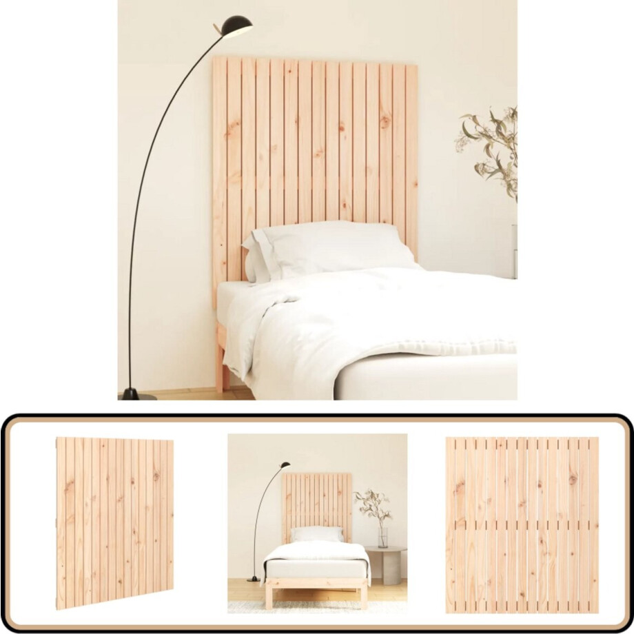 vidaXL Wandhoofdbord - Grenenhout - 95,5x110 cm Wandhoofdbord - Hoofdbord - Grenenhout - Vintage - Rustic afbeelding 1