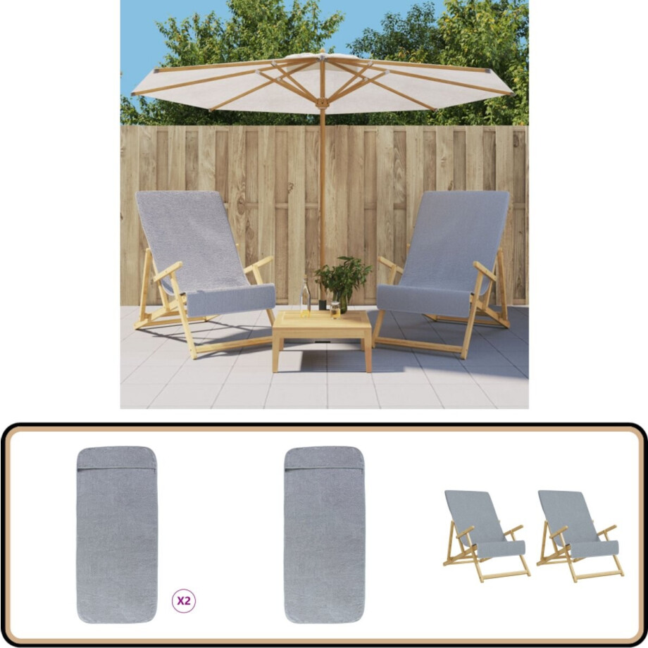 vidaXL Strandhanddoeken - 2 stuks - Grijs - 60x135 cm Strandhanddoek - Beach Towel - Badlaken - Zwembad - Strand vidaXL Strandhanddoeken - 2 stuks - Grijs - 60x135 cm Strandhanddoek - Beach Towel - Badlaken - Zwembad - Strand afbeelding 1