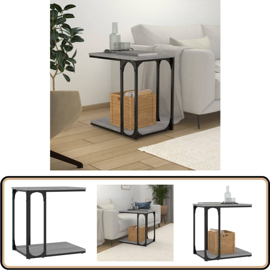 vidaXL Bijzettafel Grijs Sonoma Eiken 50x35x52 cm Bijzettafel - Industrieel Design - Grijze Meubels - Houten Meubilair - Salontafels afbeelding 1