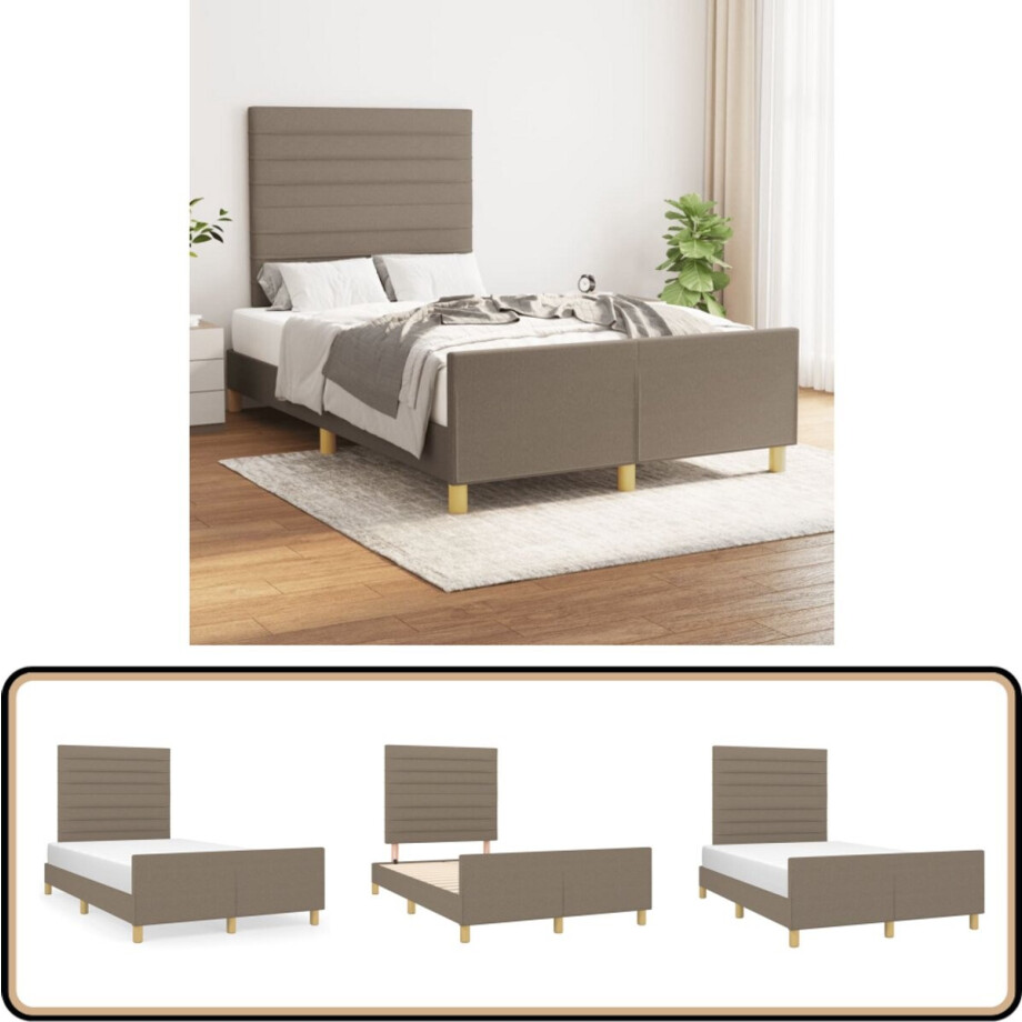vidaXL Bedframe zonder matras 120x190 cm stof taupe vidaXL Bedframe zonder matras 120x190 cm stof taupe afbeelding 1