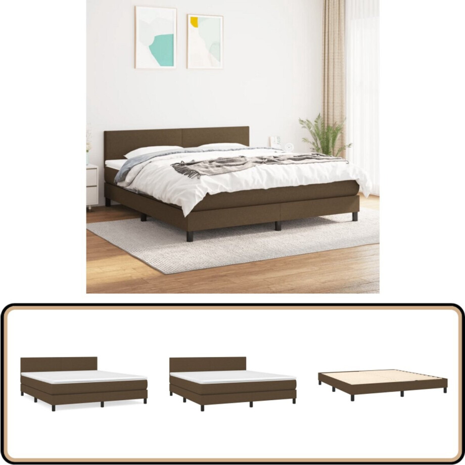 vidaXL Boxspring met matras - Donkerbruin - 180x200 cm Boxspringbed - Donkere Bruine Boxspring - Pocketveer Matras - Boxspring Met Hoofdbord - Slaapkamer Meubilair vidaXL Boxspring met matras - Donkerbruin - 180x200 cm Boxspringbed - Donkere Bruine Boxspring - Pocketveer Matras - Boxspring Met Hoofdbord - Slaapkamer Meubilair afbeelding 1