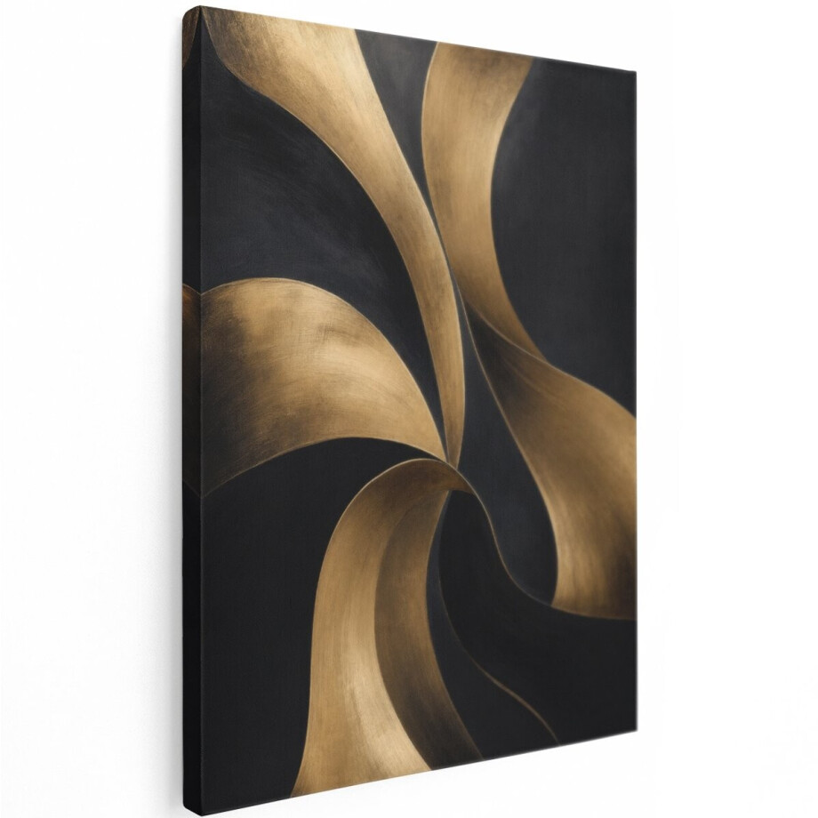 Artaza Canvas Schilderij Abstract Goud Zwart - Art Deco Vormen - 90x120 cm - Groot - Wanddecoratie Woonkamer - Schilderijen - Muurdecoratie Artaza Canvas Schilderij Abstract Goud Zwart - Art Deco Vormen - 90x120 cm - Groot - Wanddecoratie Woonkamer - Schilderijen - Muurdecoratie afbeelding 1