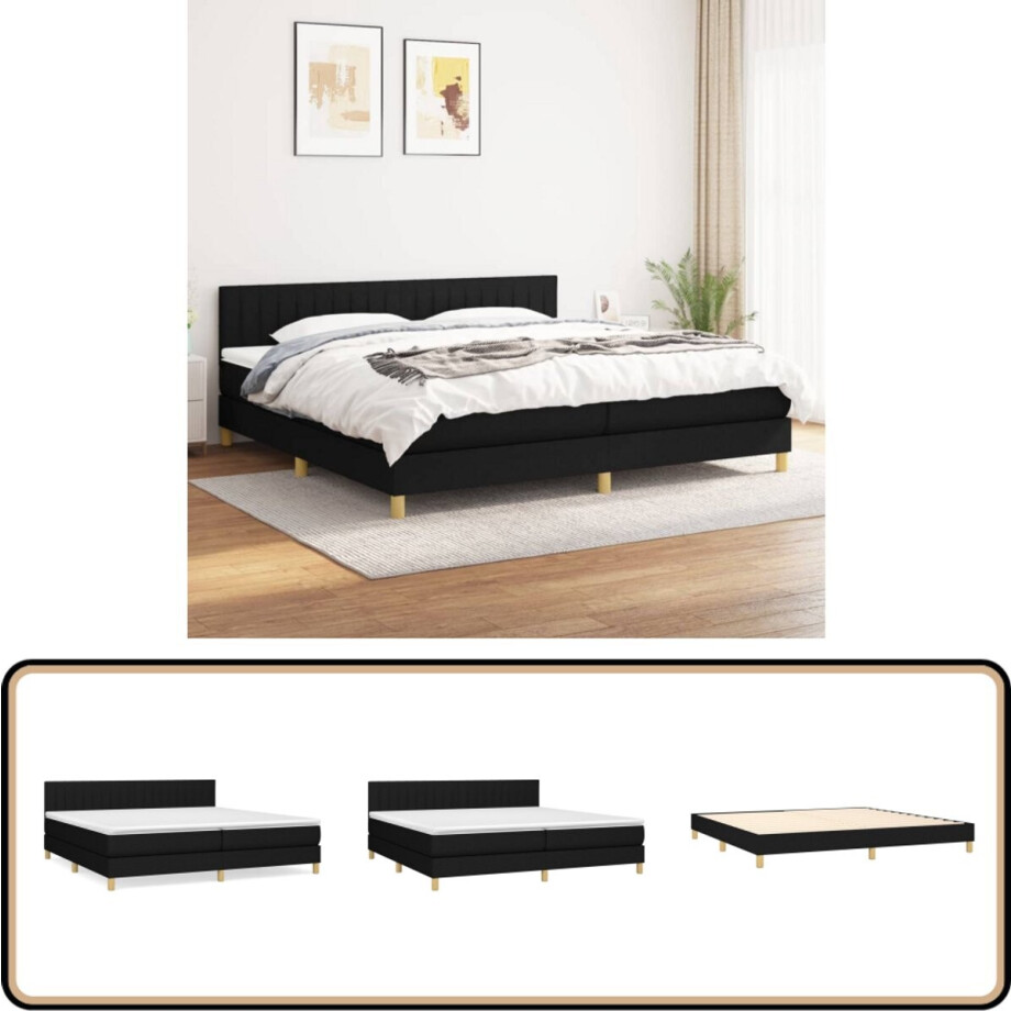 vidaXL Boxspring 200x200 cm - Luxe Comfort Boxspringbed - Boxspring - Tweepersoonsbed - Zwarte Bed - Zithoogte Bed afbeelding 1