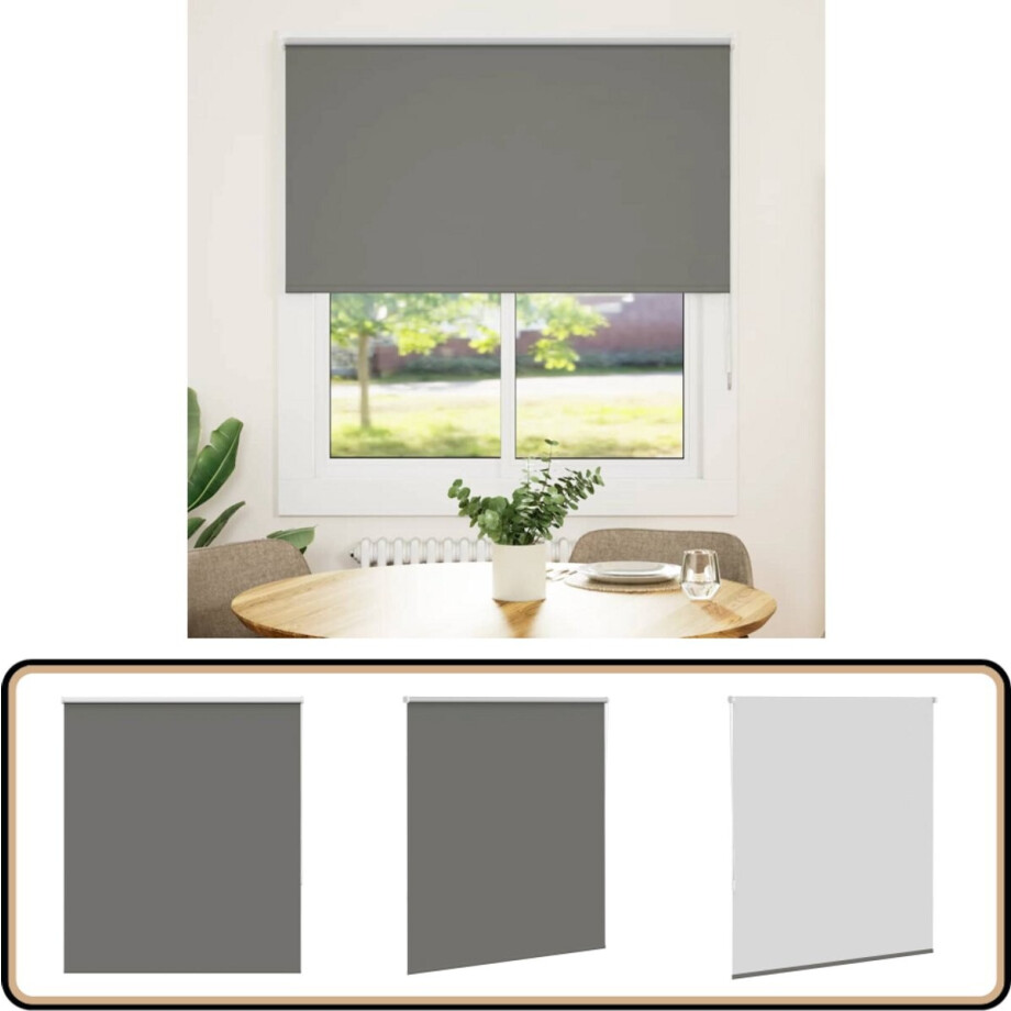 vidaXL Rolgordijn - Verduisterend - 140x130 cm - Grijs Rolgordijn - Privacy - Lichtwering - Verduisterend - Woonkamer afbeelding 1