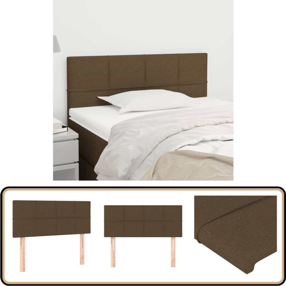 vidaXL Hoofdbord - Stof - Donkerbruin - 90x5x78/88 cm Hoofd Bord - Hoofdbord Classic - Donkere Bruine Meubels - Stoffen Hoofdborden - Bed Accessoires afbeelding 1