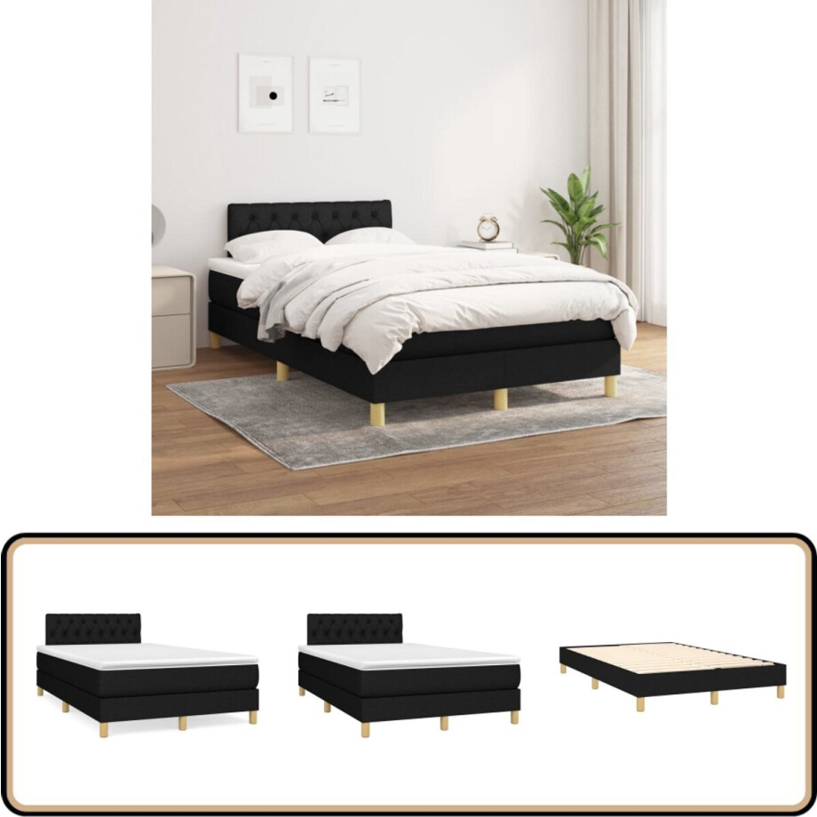 vidaXL Boxspring zwart 120x200 cm incl. matrassen Boxspringbed - Boxspring - Tweepersoonsbed - Slaapcomfort - Zware Boxspring afbeelding 1