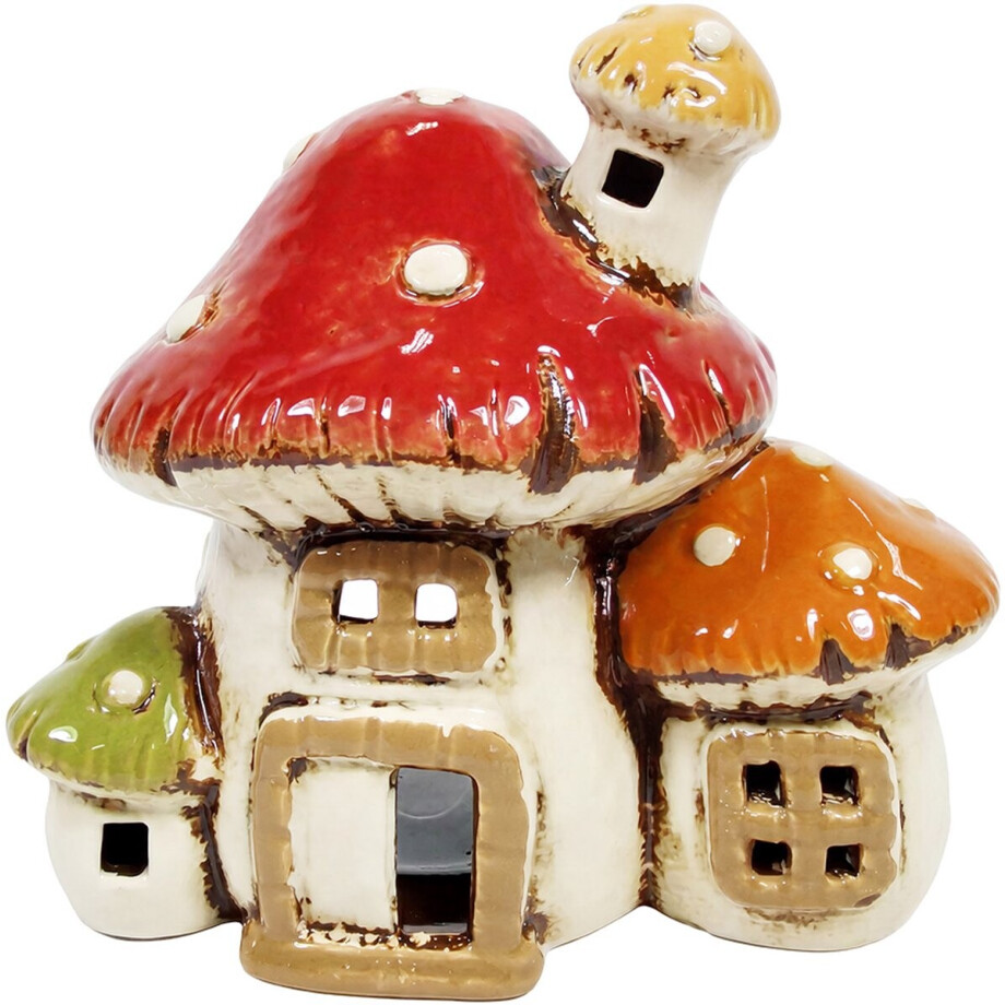 Clayre & Eef Waxinelichthouder Huis Wit Keramiek afbeelding 1